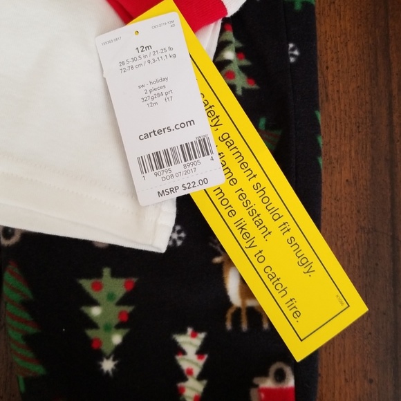 Carters Christmas pajamas 12mo - Picture 3 of 4